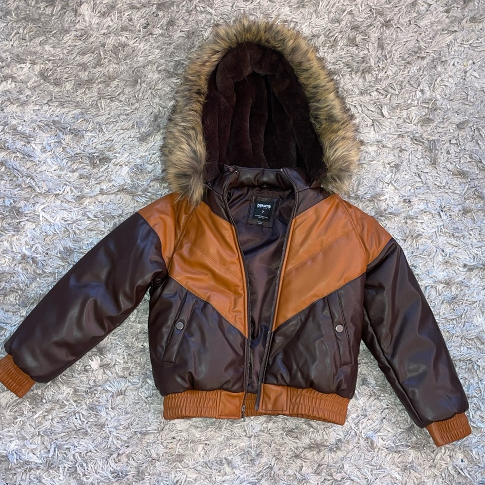 Boys Faux Leather Coat